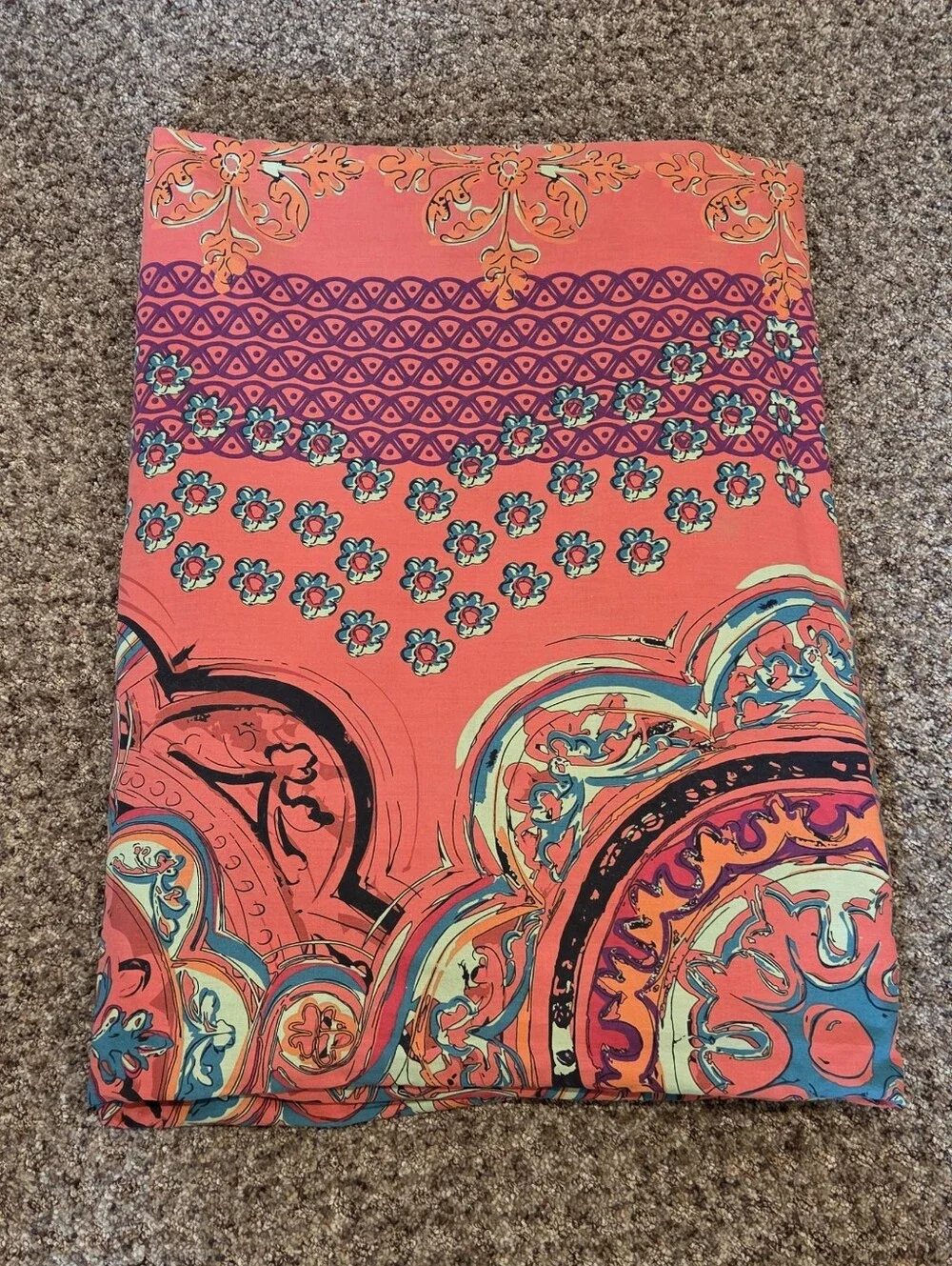 Boho Boutique Twin Size Reversible Duvet Cover Floral Pink and Aqua